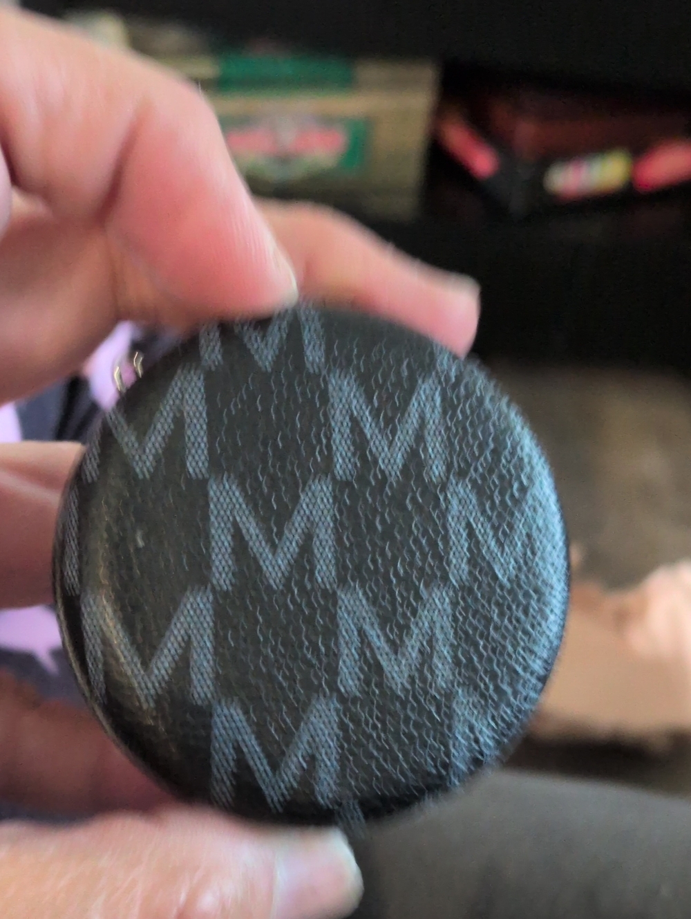 M Designer Like Black Coin Pouch with Monogram Pattern